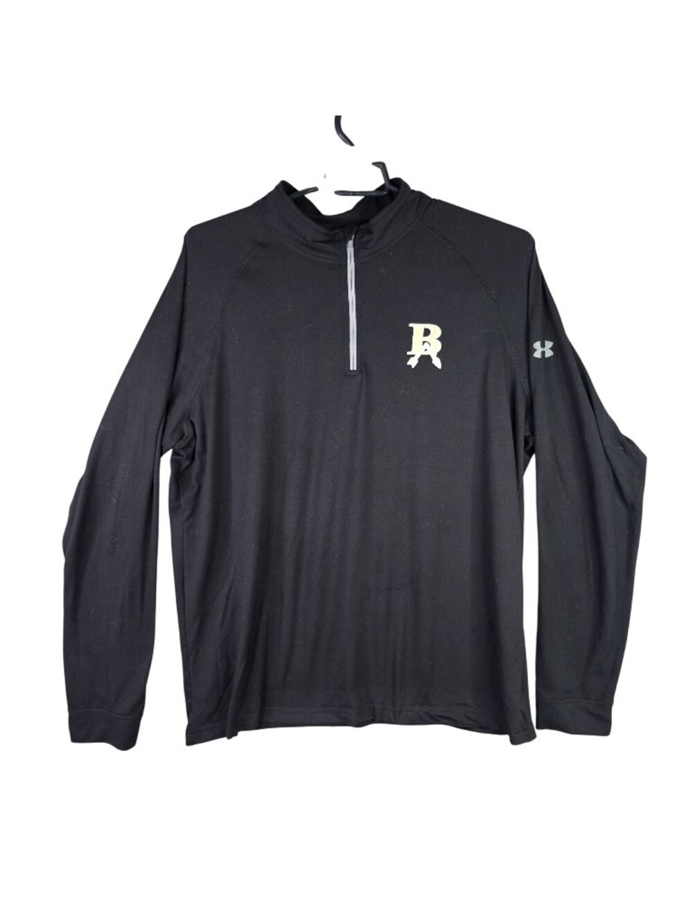 Mens Under Armour Black 1/4 Zip Long Sleeve Pullover Loose Fit Performance 2XL